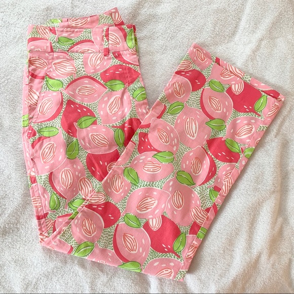 Lilly Pulitzer Pink & Green Print Capri Pants Sz 2 - Picture 3 of 10